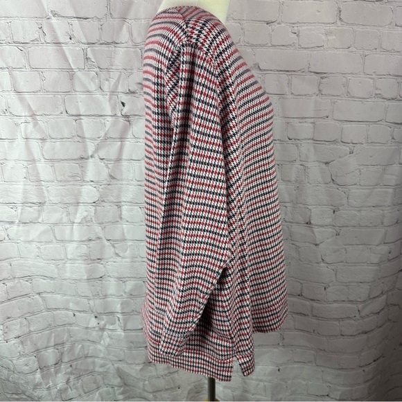 Lands' End red navy Cream Long Sleeve Boxy tunic top sz 1X cotton blend nautical - Picture 2 of 10